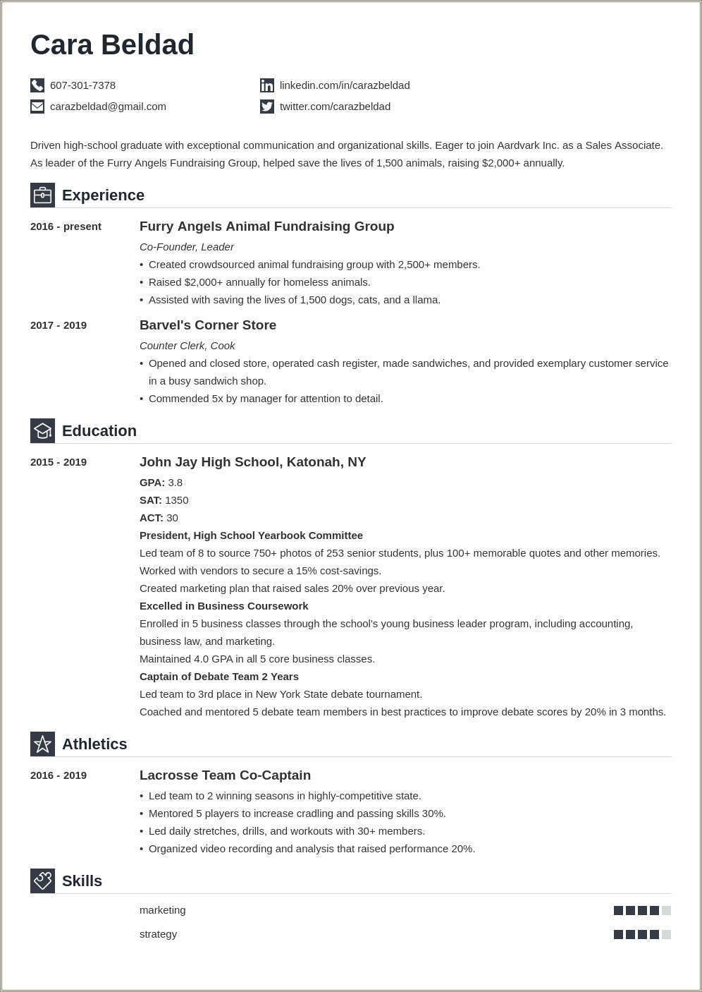 High School And Some College Education On Resume