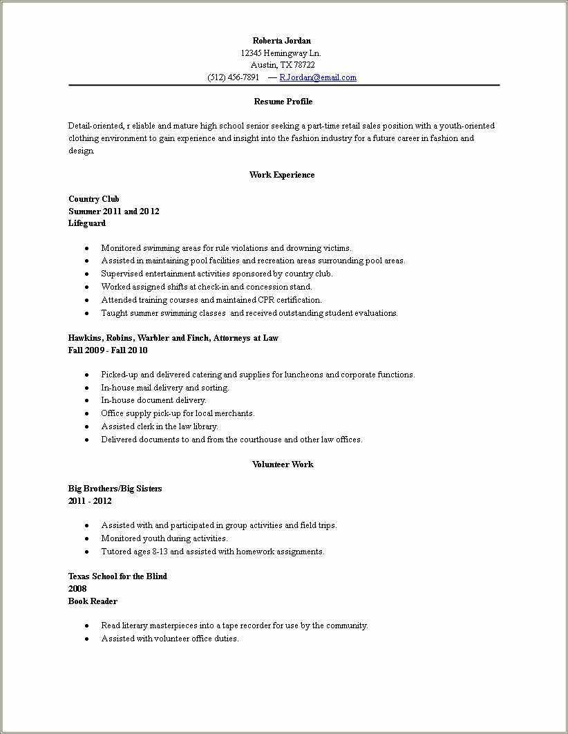 High School Graduate Skills Resume