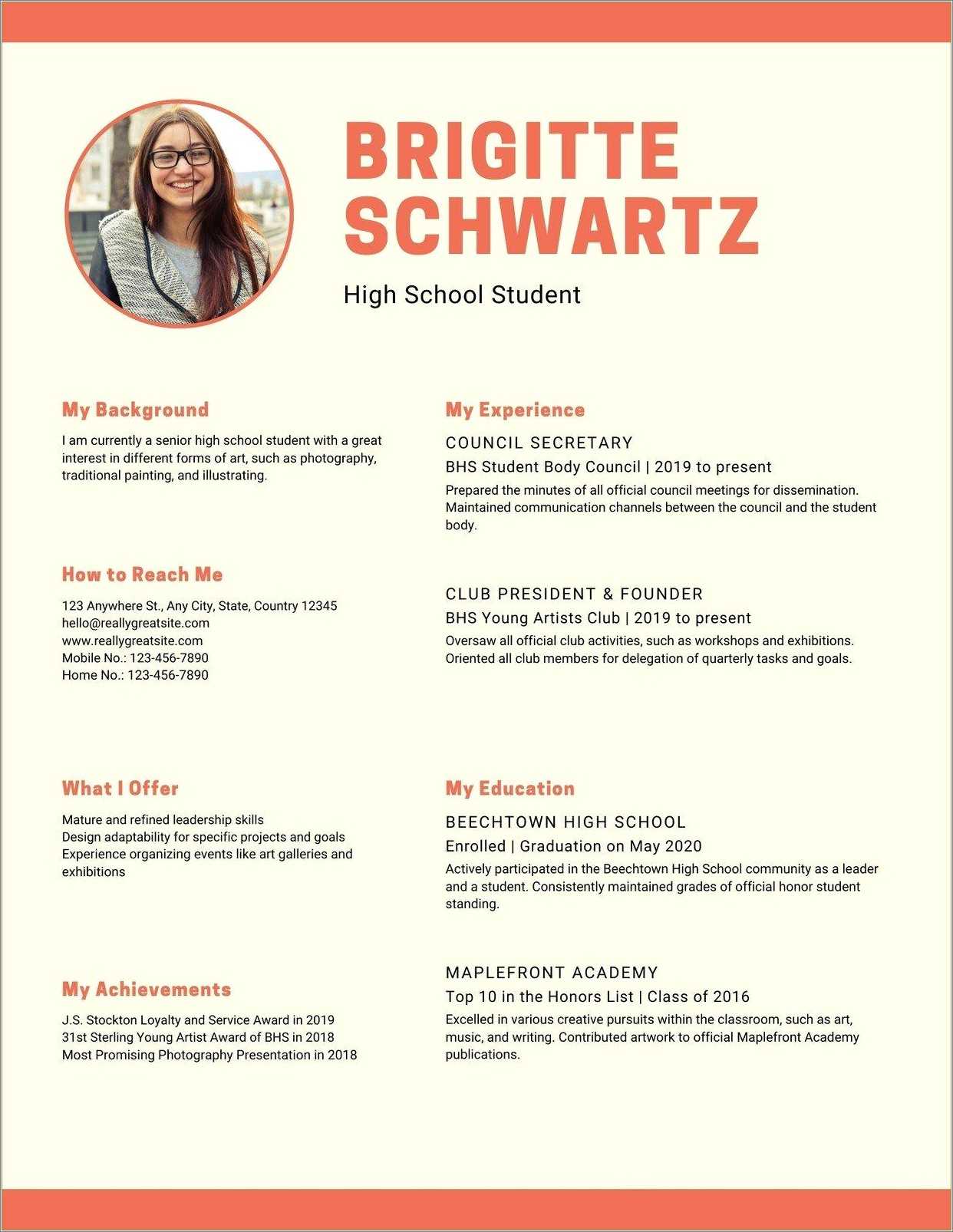 High School It Resume Examples