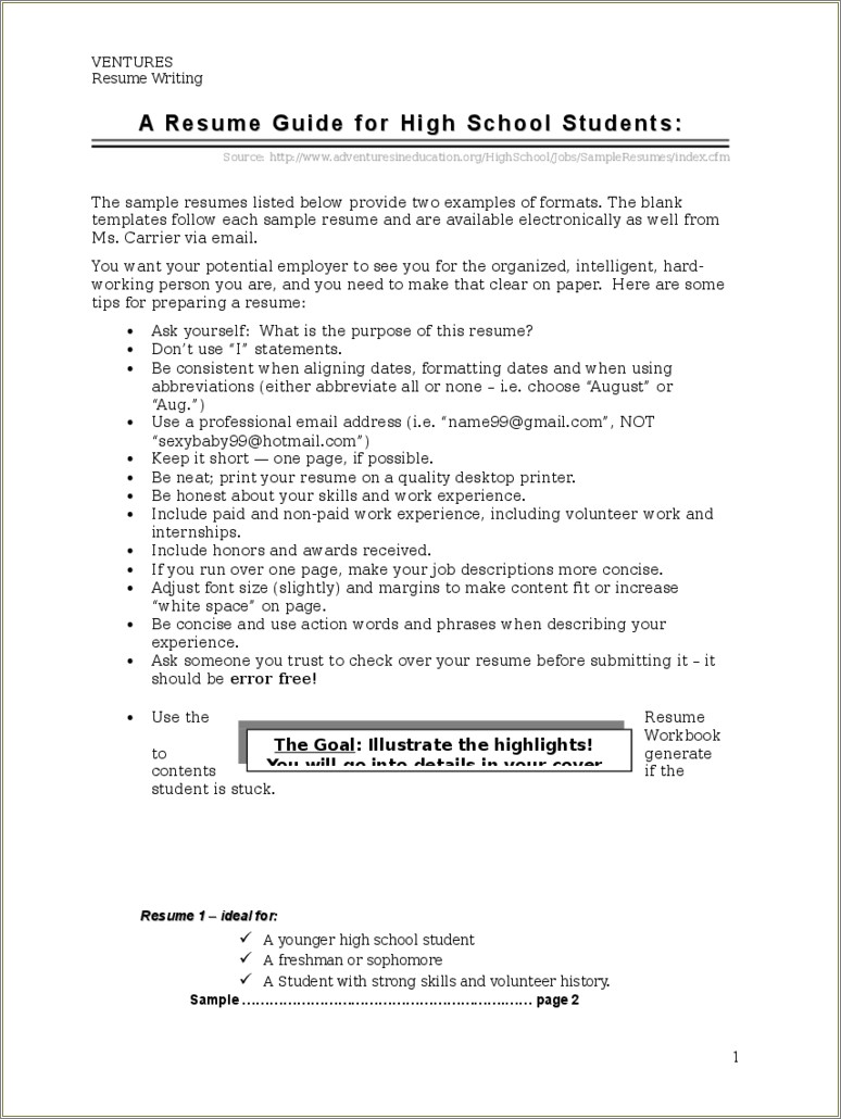 High School Resume Cover Letter Examples