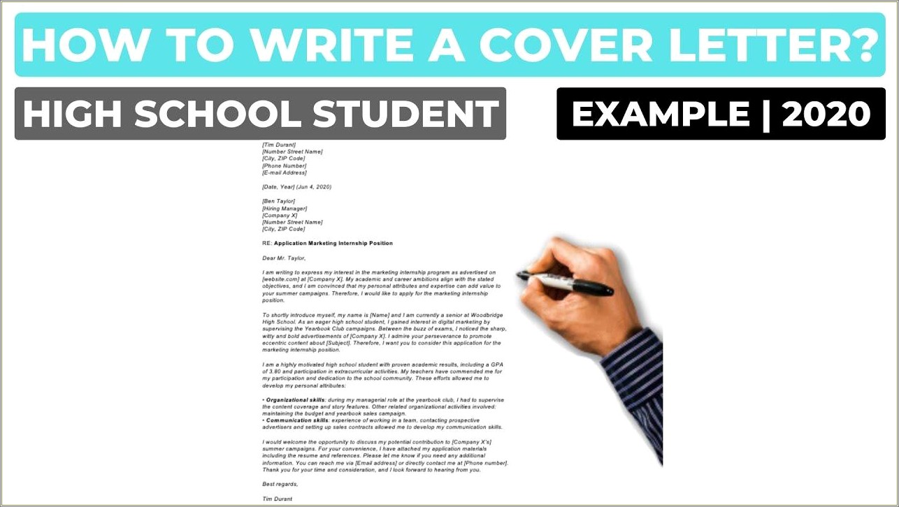 High School Resume Cover Letter Sample