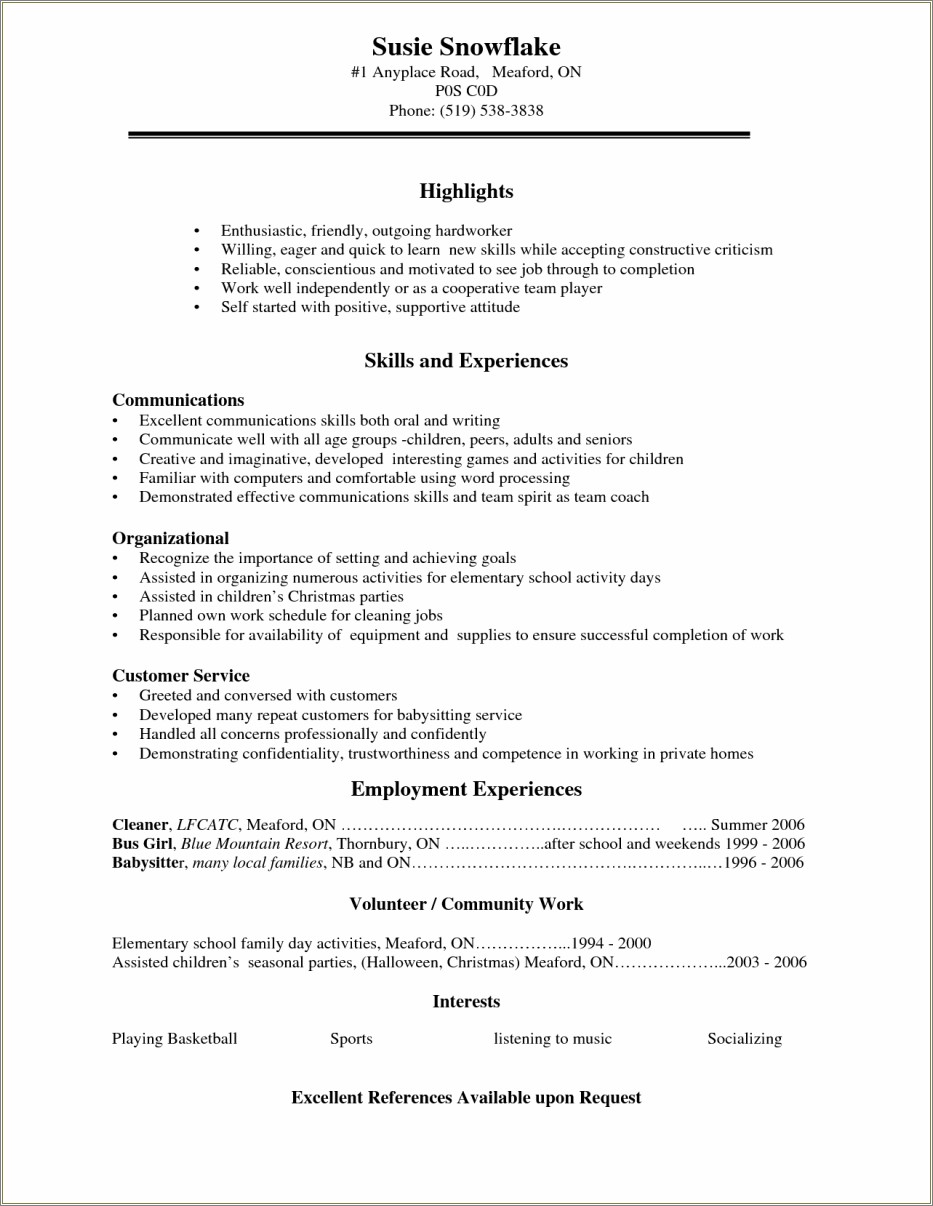 High School Resume Examples Pdf