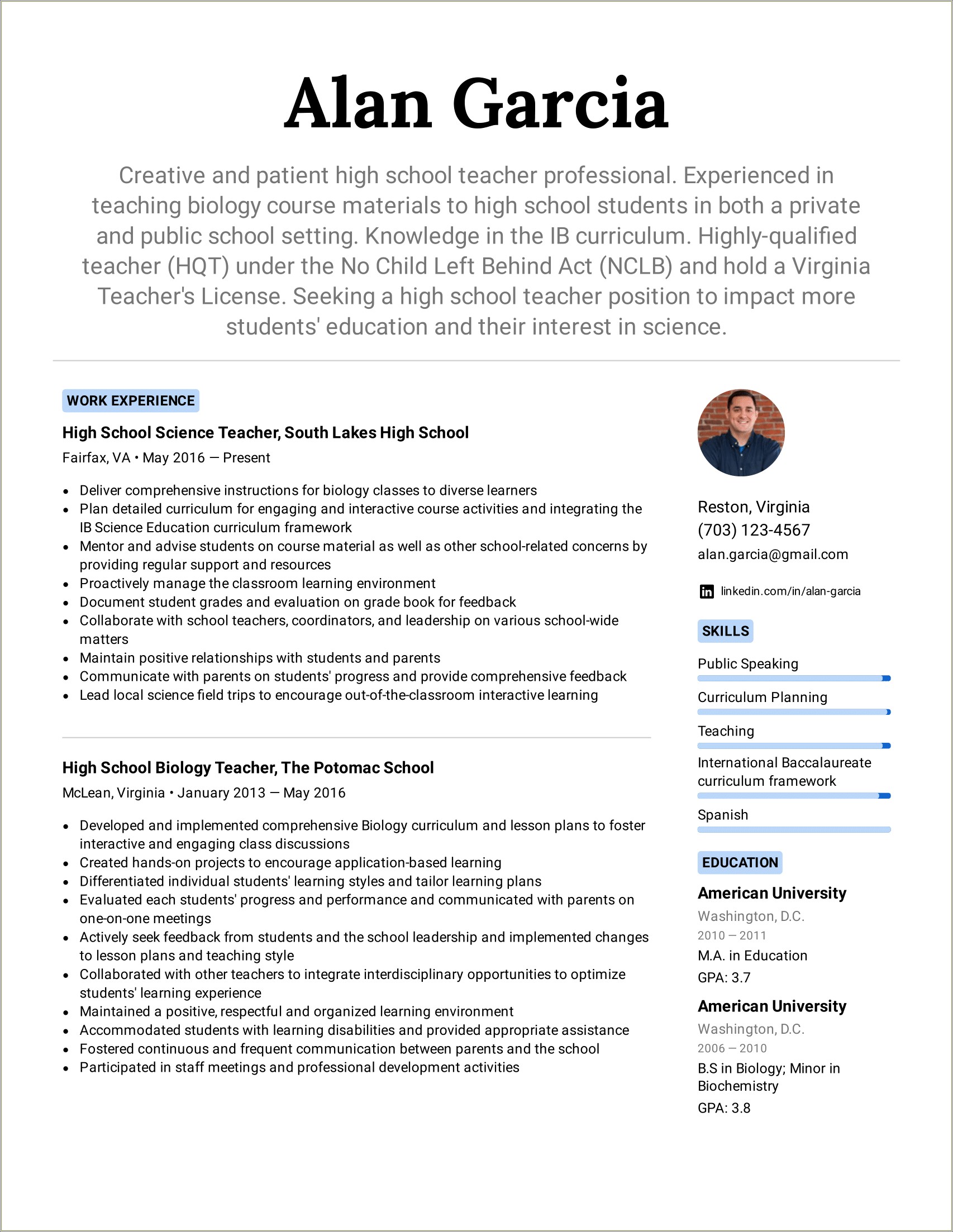 High School Resume For High School Student