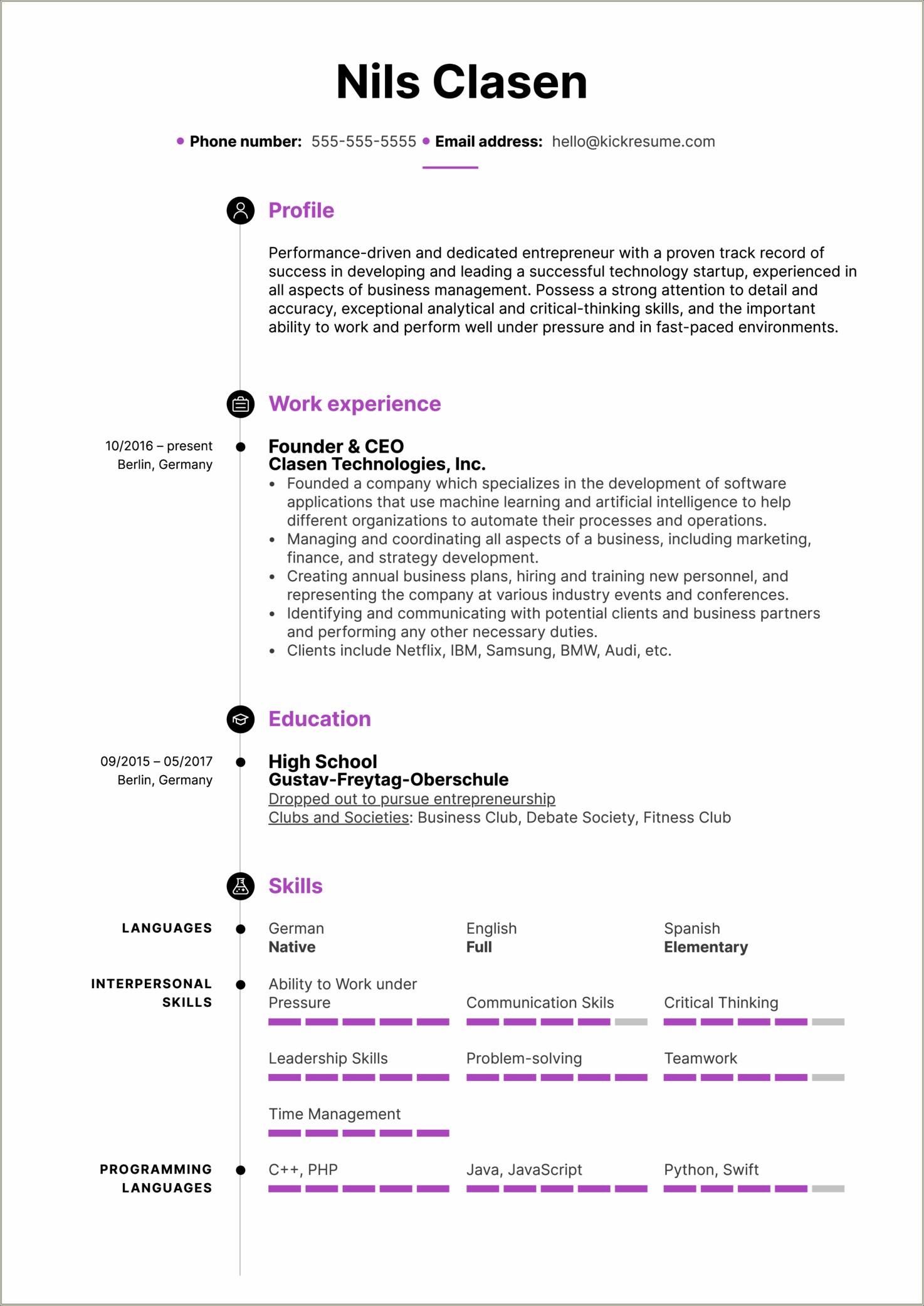 High School Resume For High School Students