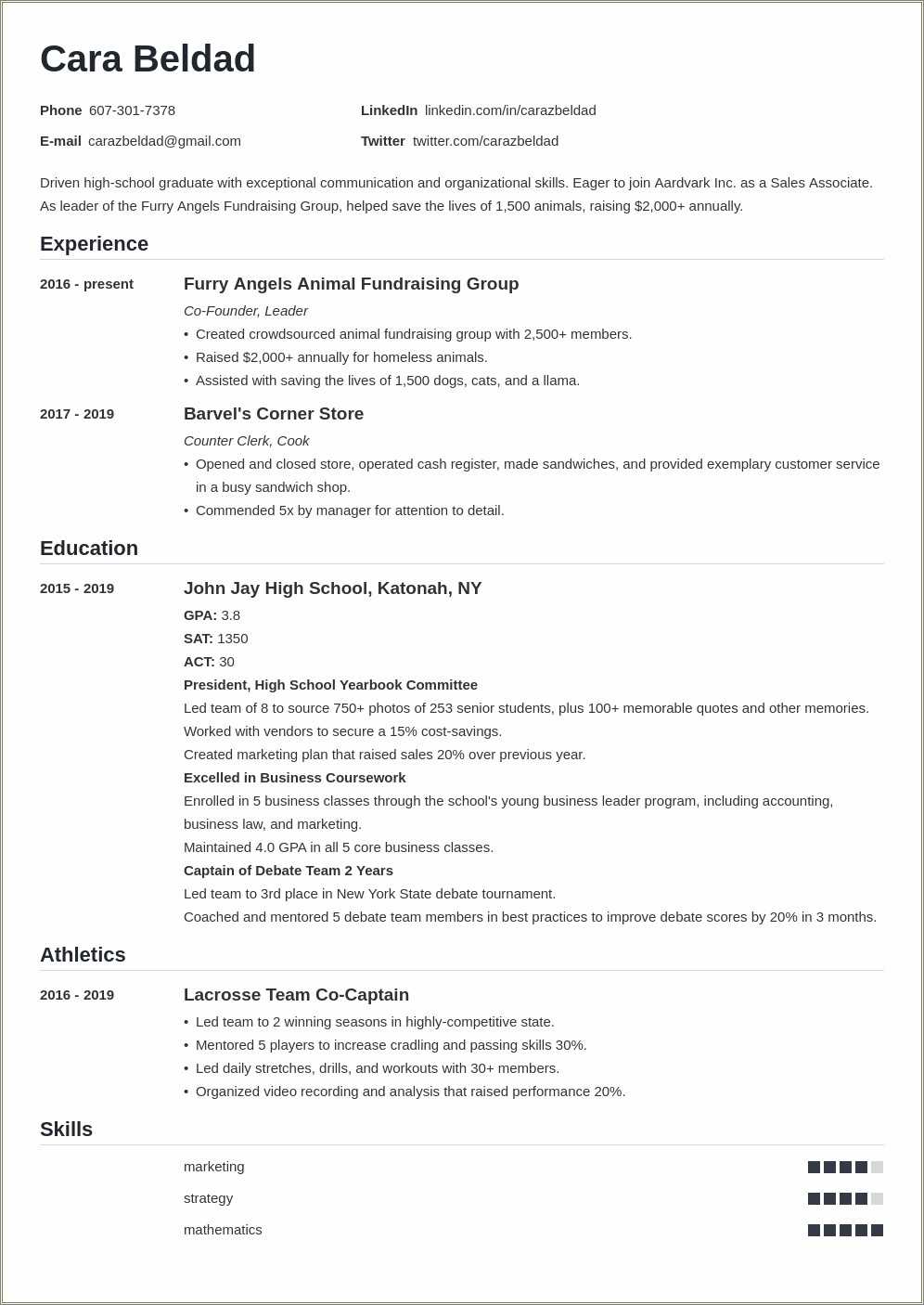 High School Resume Template Objective Resume Example Gallery