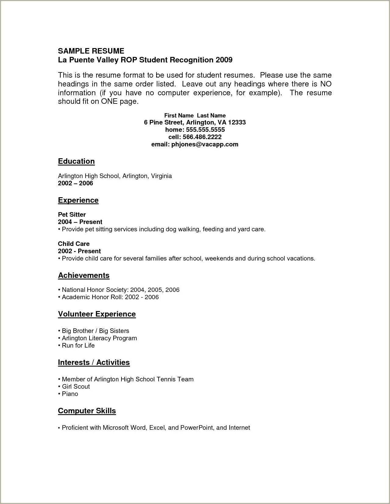 High School Resume With No Experience Examples