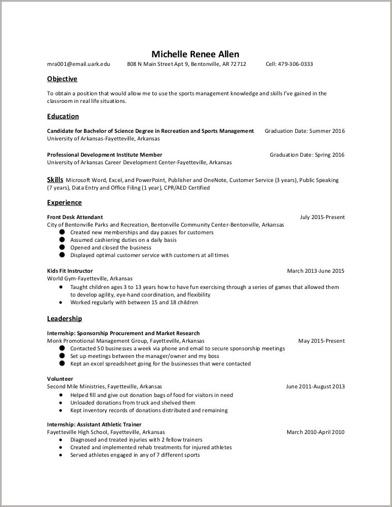 High School Resume Wtih Sports Experience