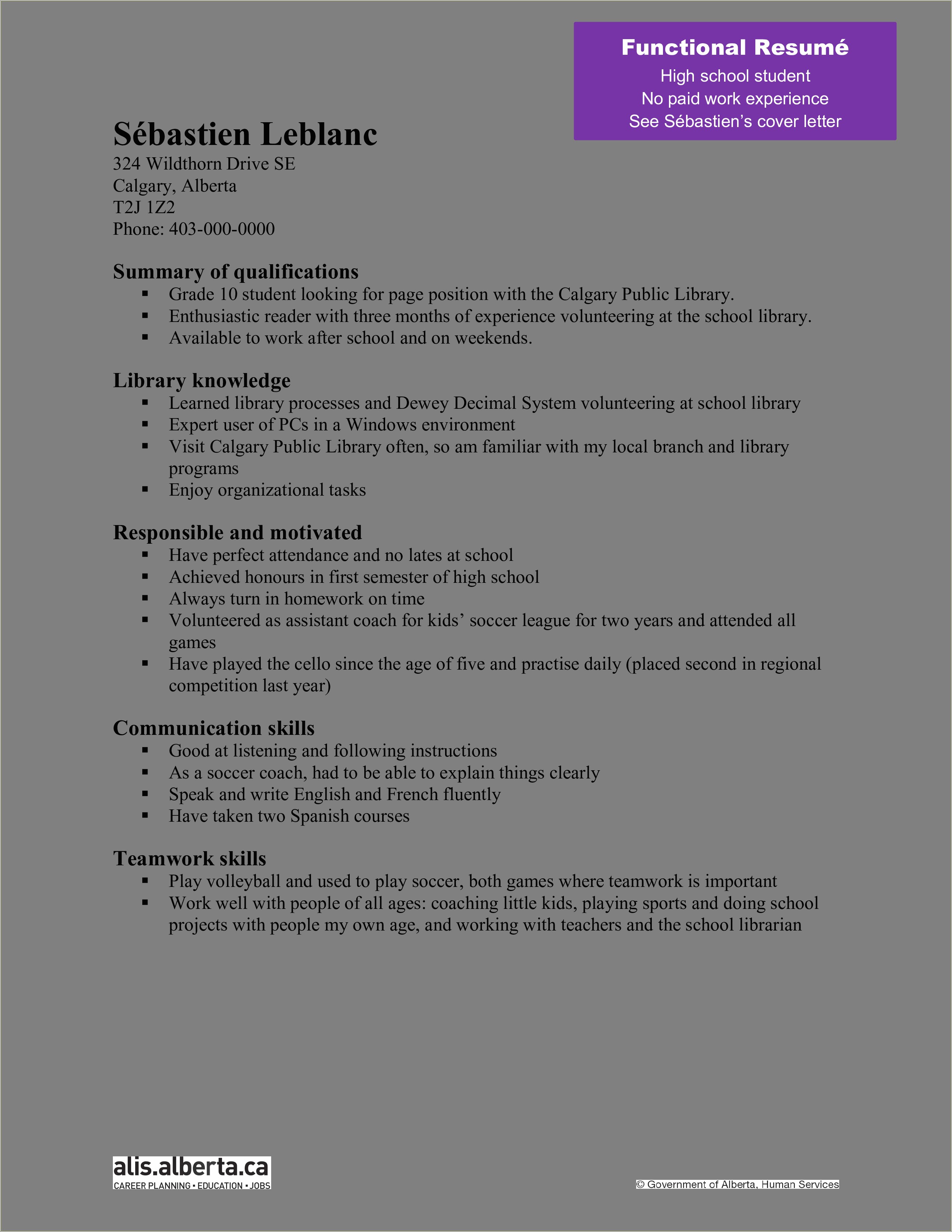 High School Student Cover Letter For Resume