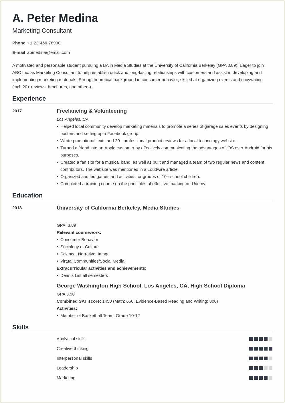 High School Student Resume Objective Customer Service