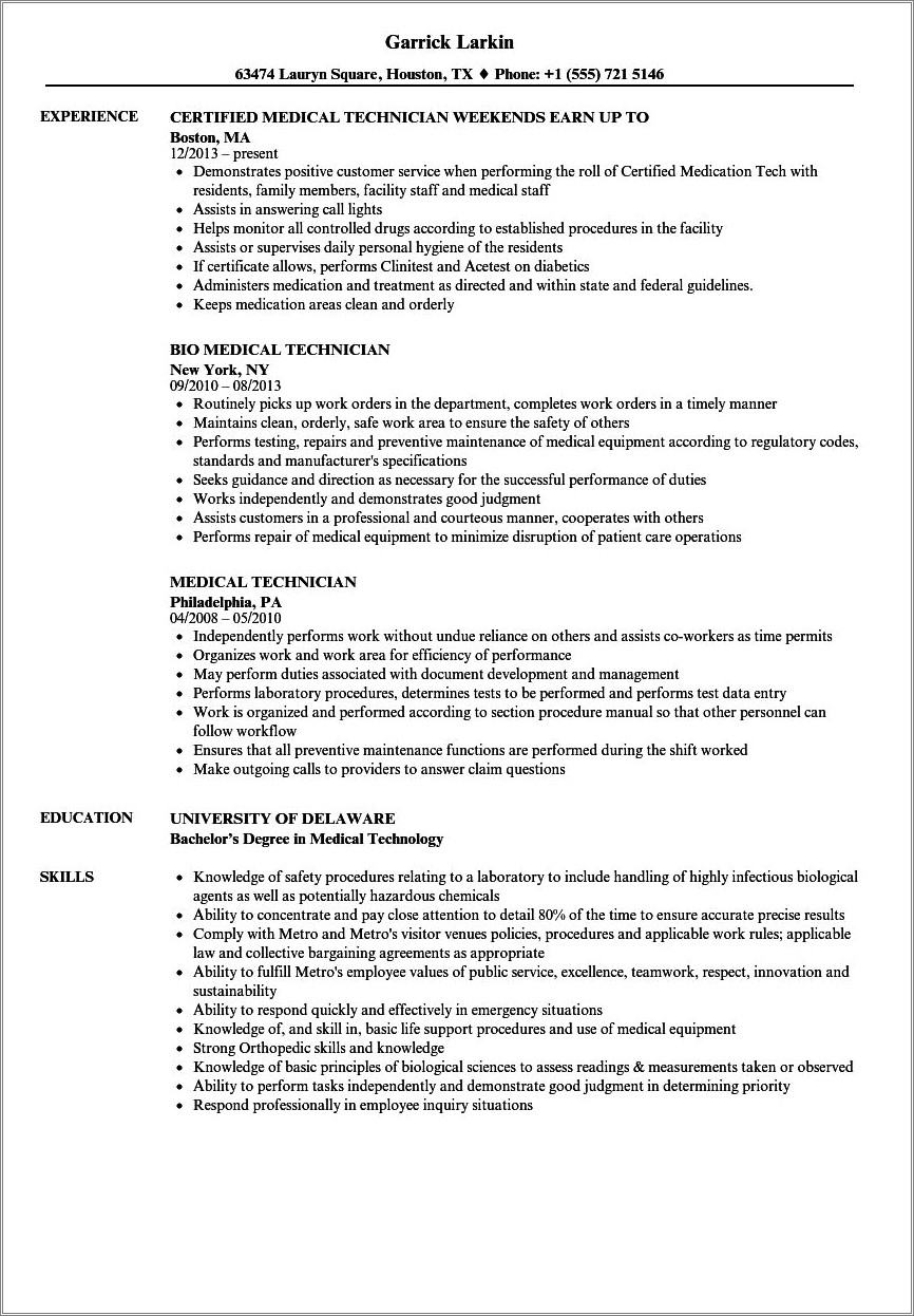 Hospital Maintenance Mechanic Resume Sample