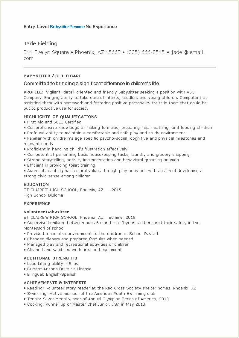 Housekeeping Resume With No Experience Sample Resume Example Gallery