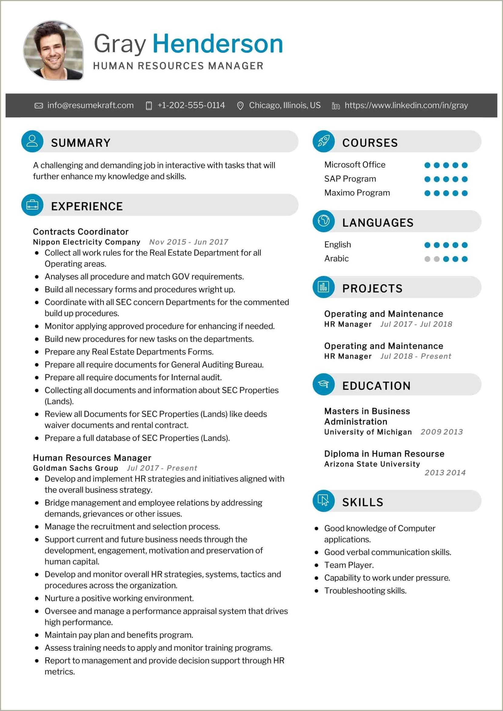 Hr Manager Job Responsibilities For Resume