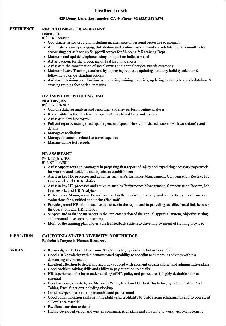 Hr Objectives For Resume For - Hr Objectives For Resume For