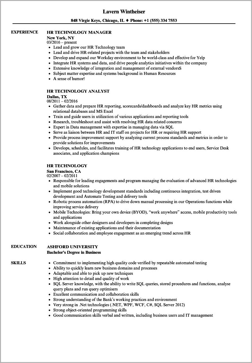 Hr Resume Sample With 3 Years Experience