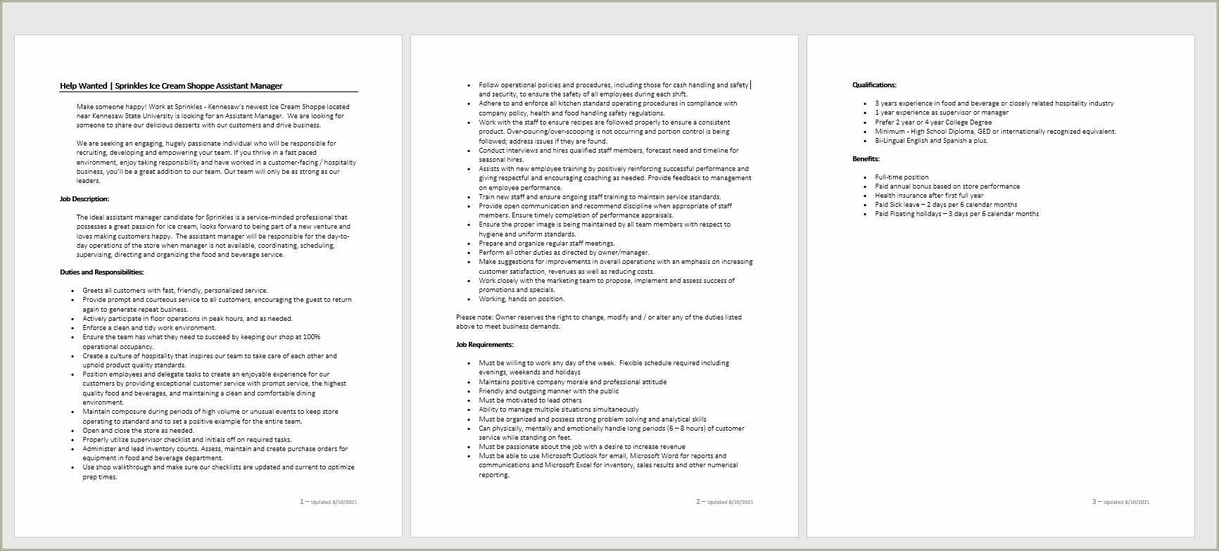 Ice Cream Server Job Description Resume Resume Example Gallery