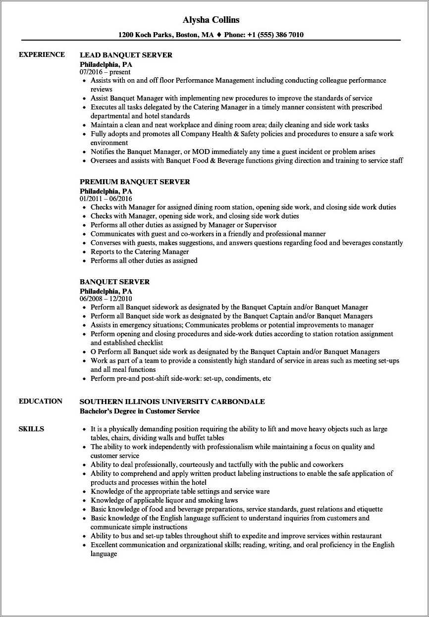 Ice Cream Server Resume Sample Resume Example Gallery