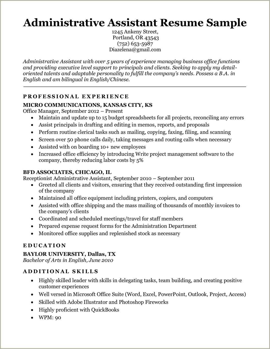 Important Resume Skills Office Assistant
