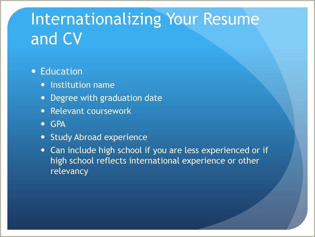 Include High School Experience On Resume