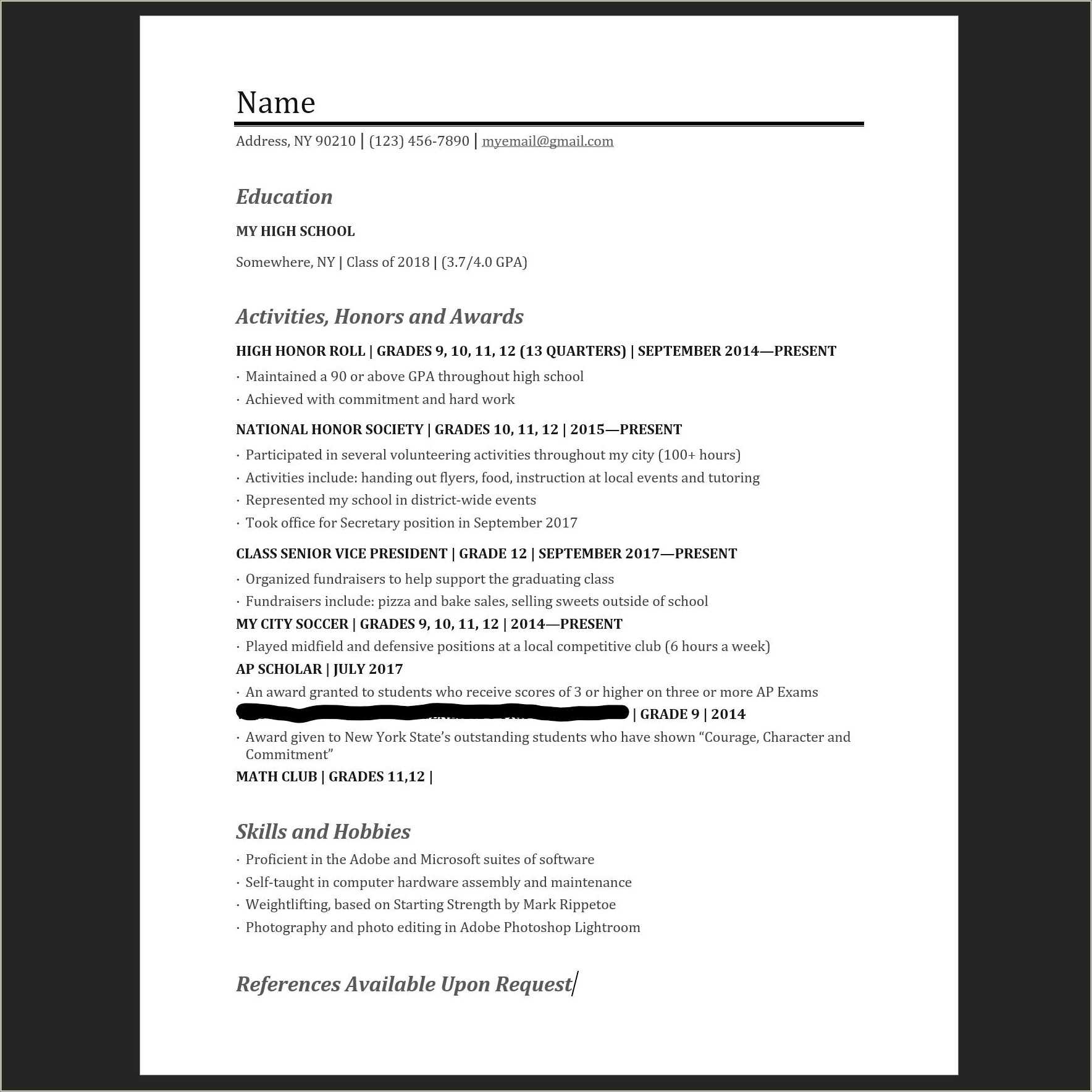 Include High School On College Resume