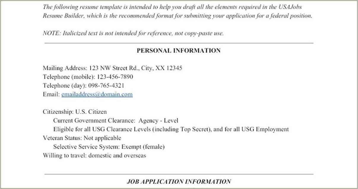 Include Industry And Federal Resume For Federal Job