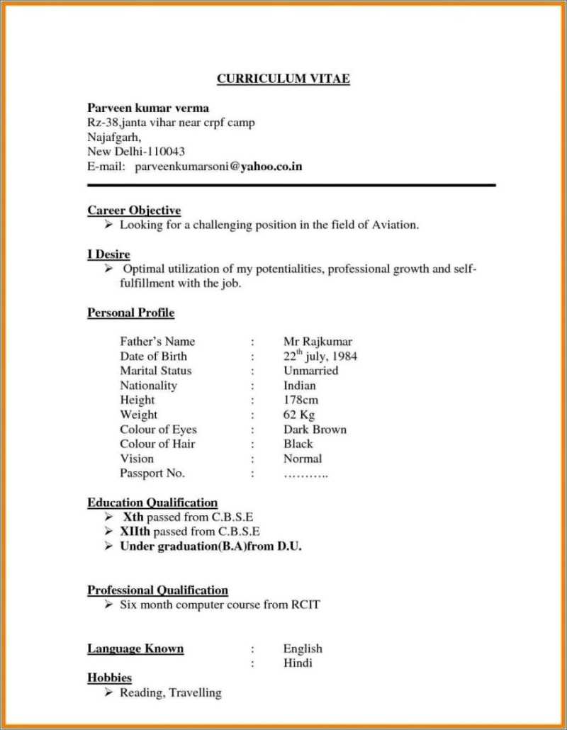 Indian curriculum vitae resume samples resume example gallery