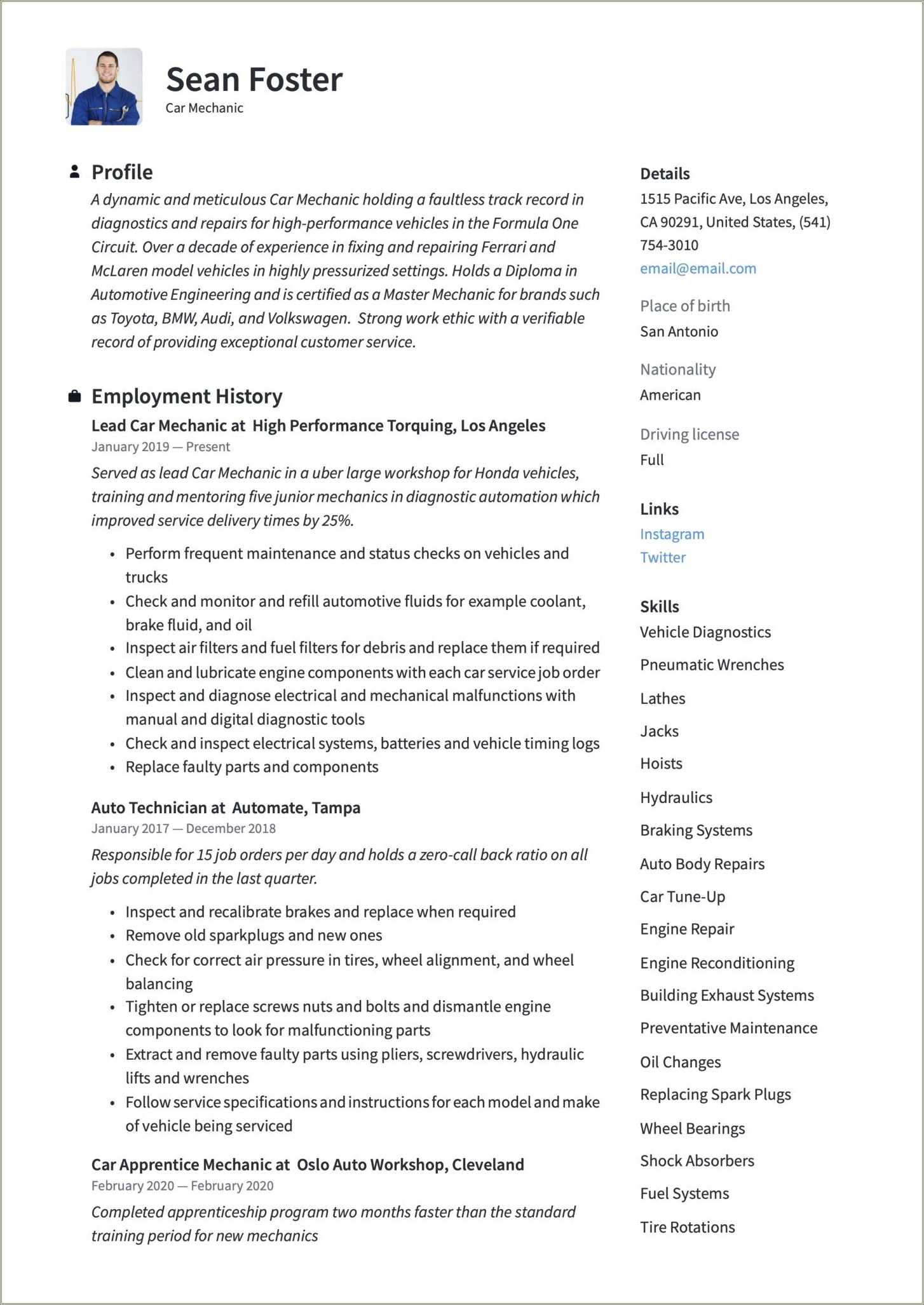 Industrial Maintenance Mechanic Resume Samples