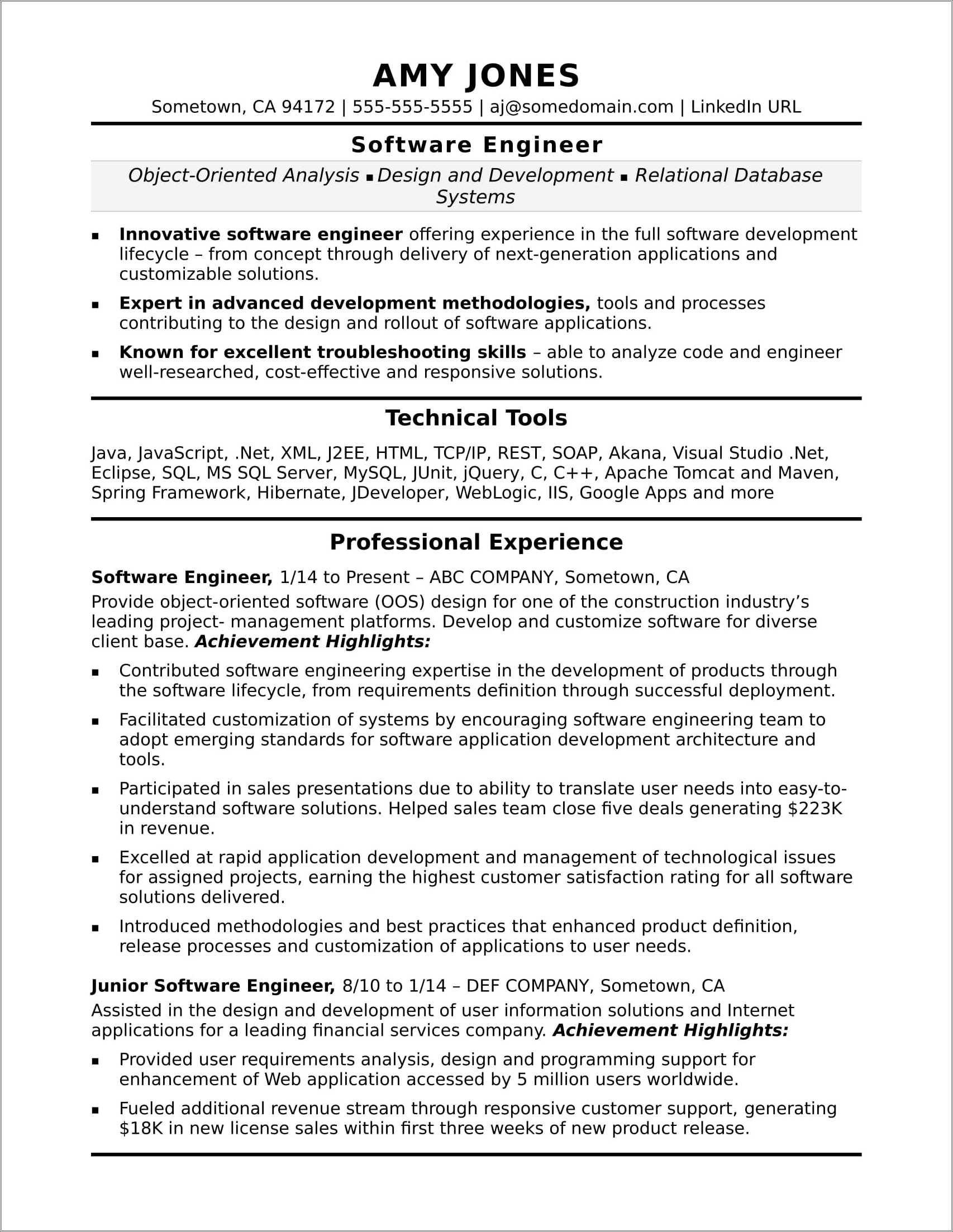 professional profile on a resume