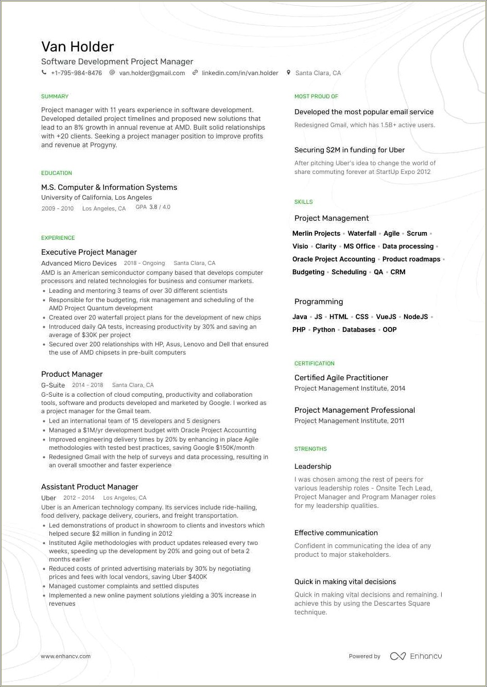 it project manager resume linkedin
