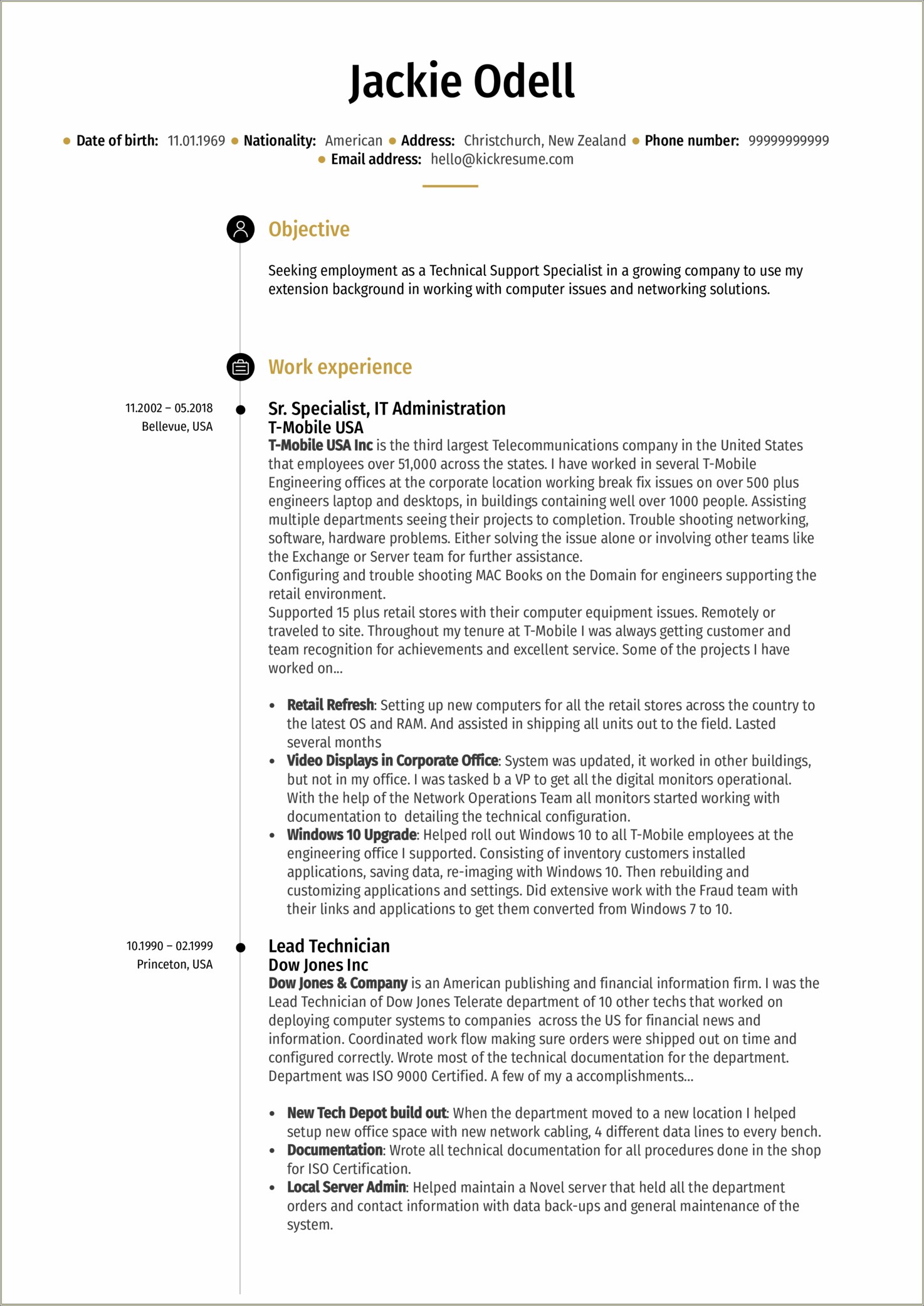 Technical support specialist resume sample resume example gallery