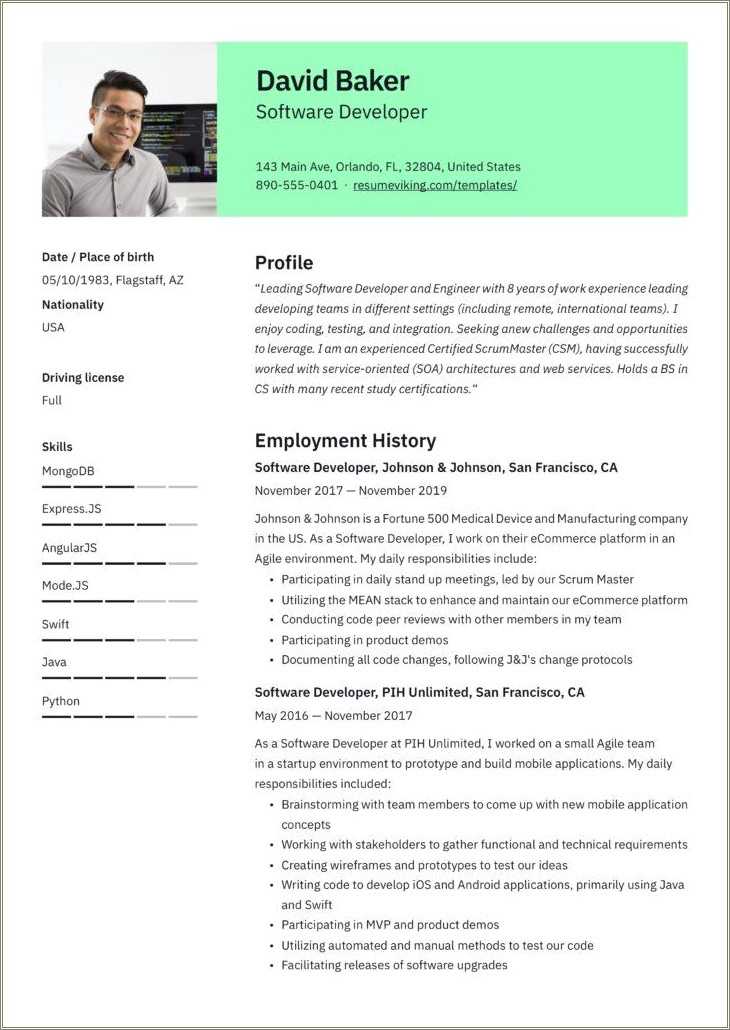 Java Developer Resume 1 Years Experience Resume Example Gallery