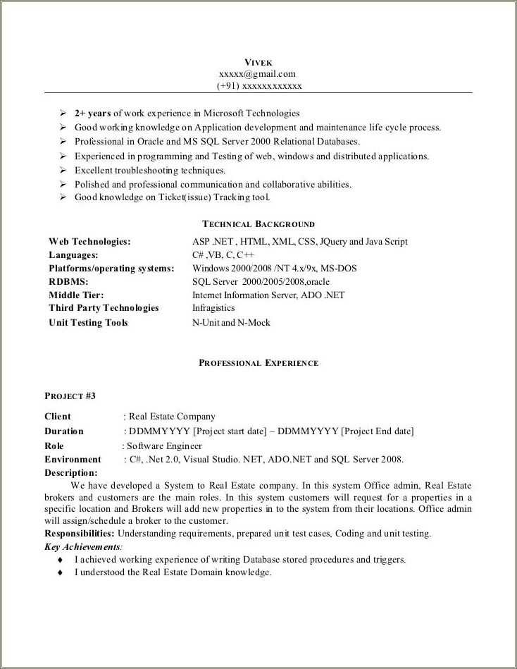 Java Resume With 2 Years Experience