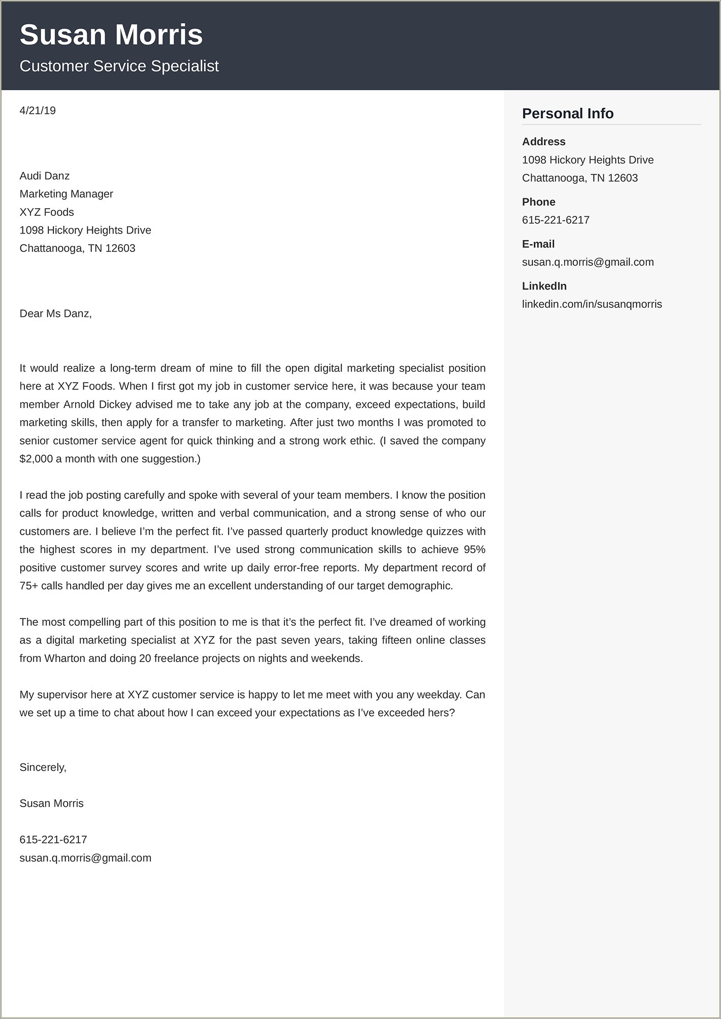 Job Application Cover Letter Resume