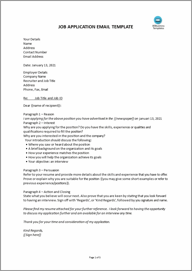 job application letter with resume class 11