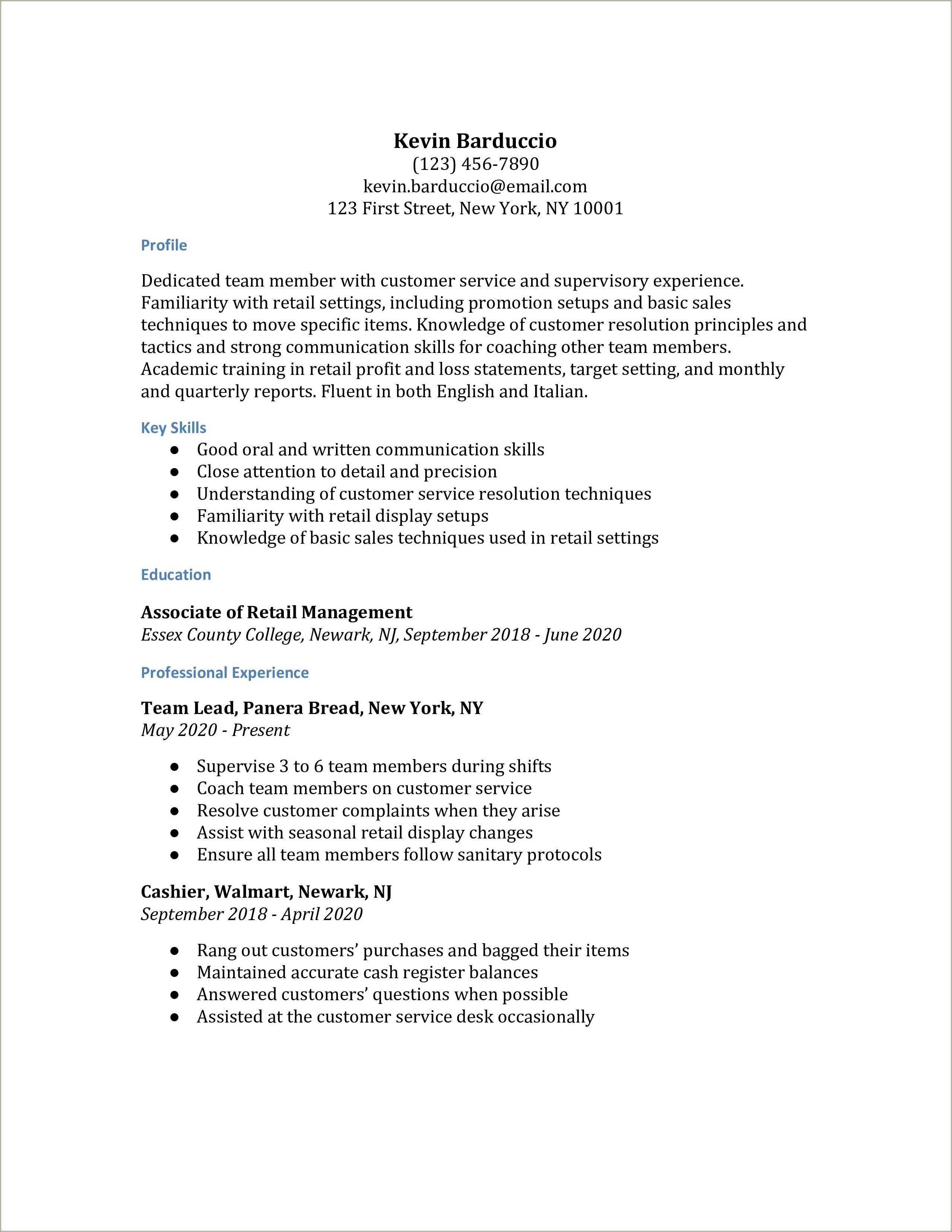Kohl's Assistant Manager Resume