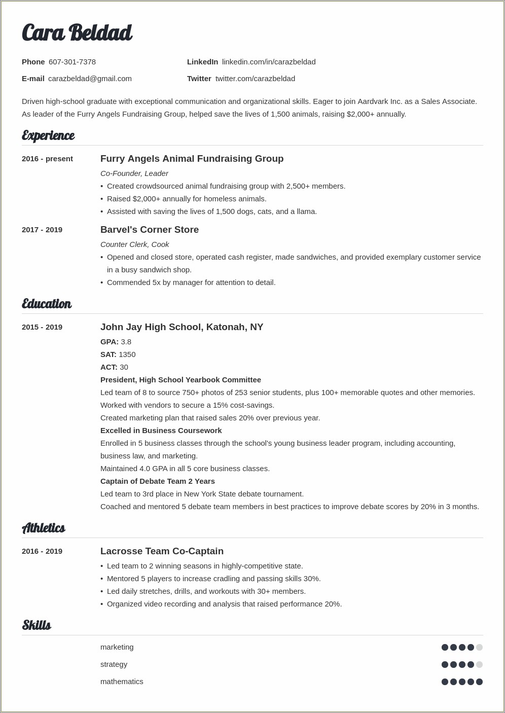 experience holder resume format