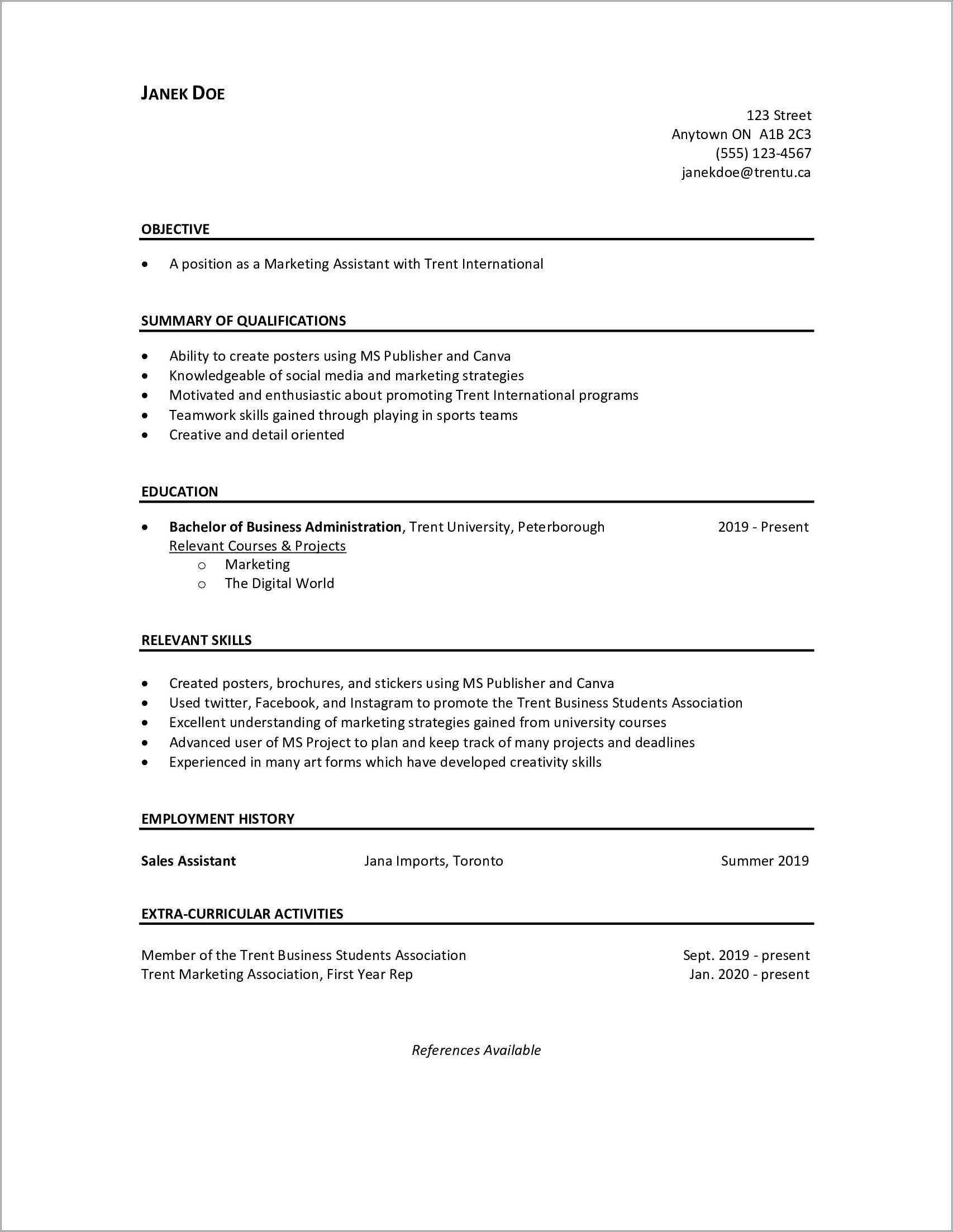 Limited Work Experience Resume Examples