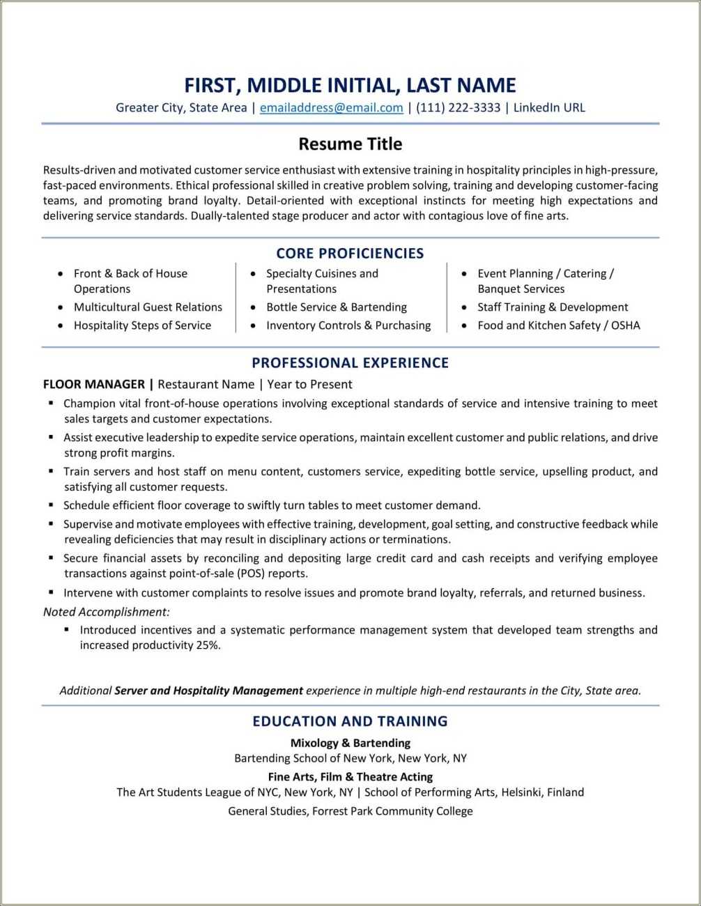 Linked In Resume For A New Job Seeker