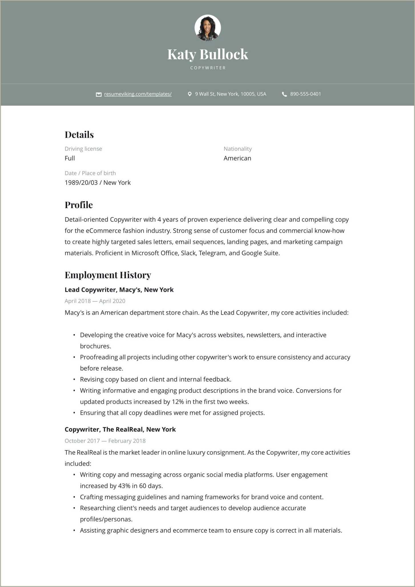 Sample Resume For Macy's Resume Example Gallery