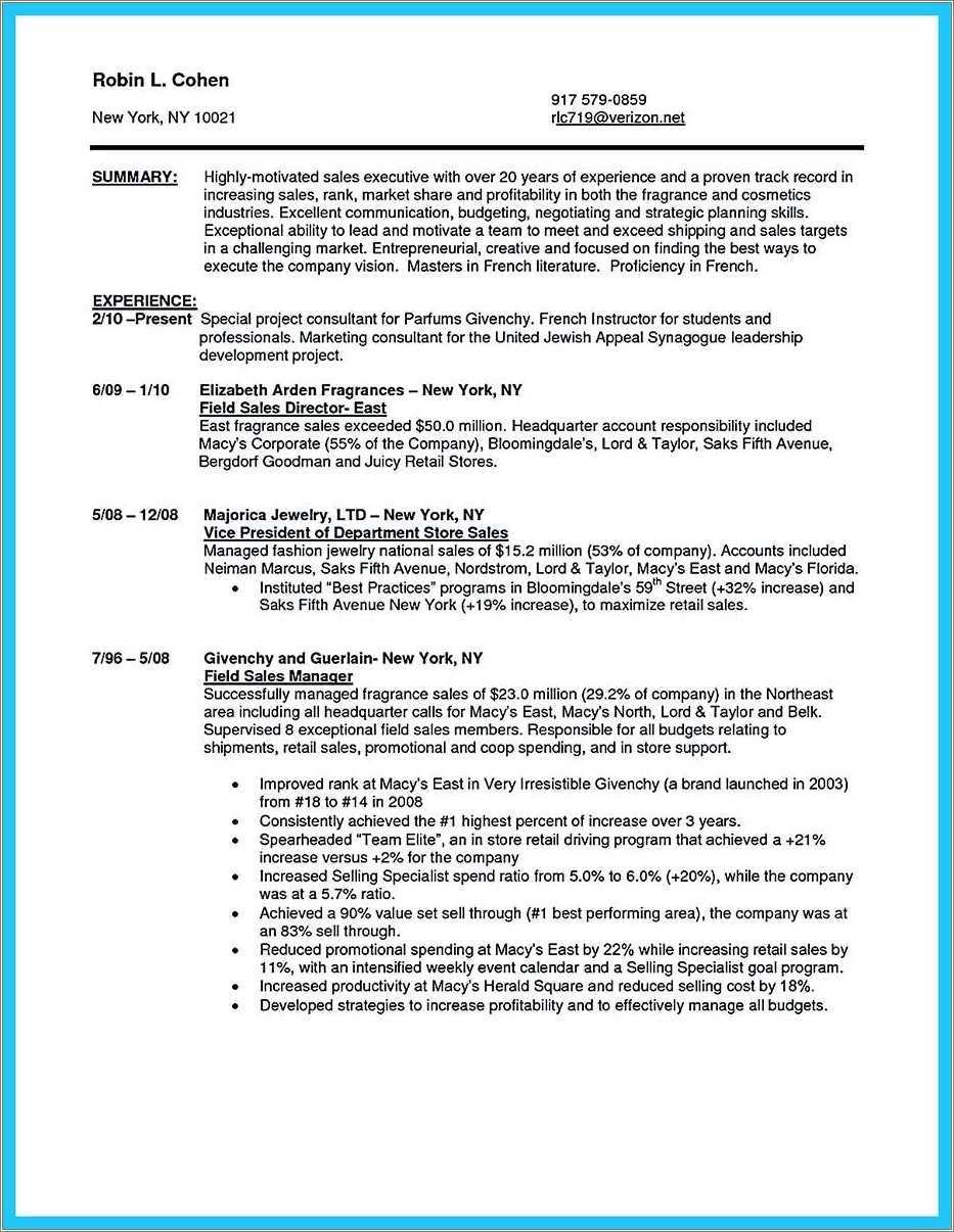 Macy's Store Manager Resume