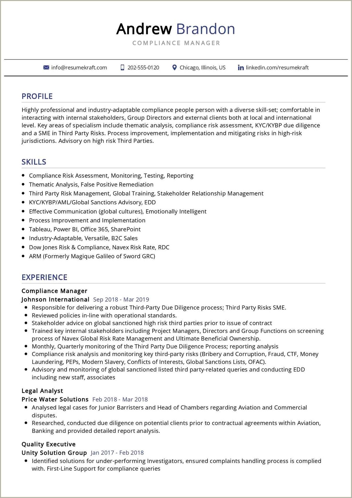 Managed Care Compliance Manager Resume