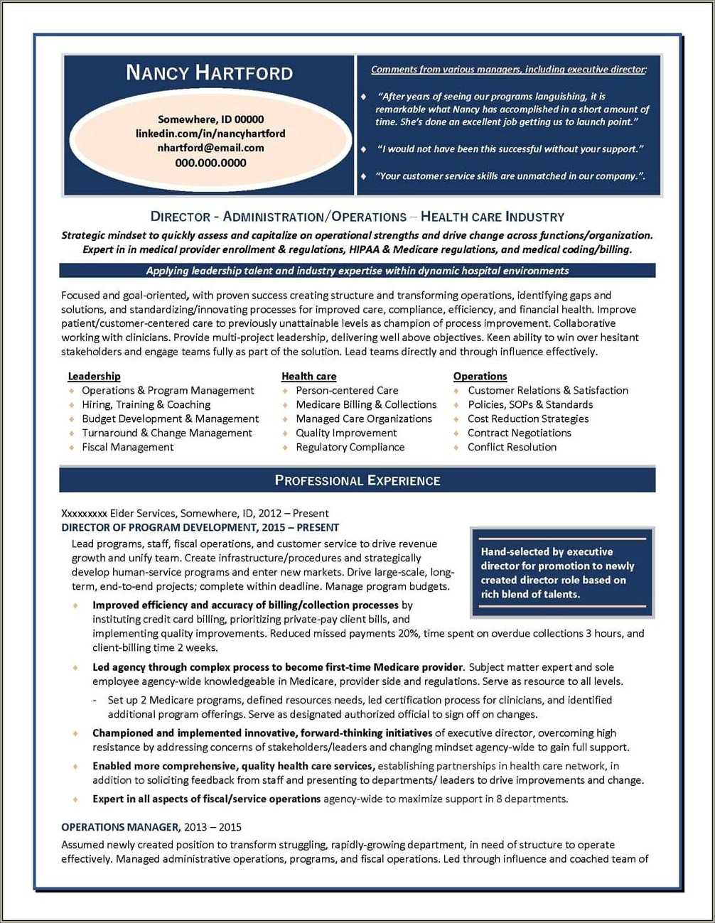 Managed Care Provider Relations Resume