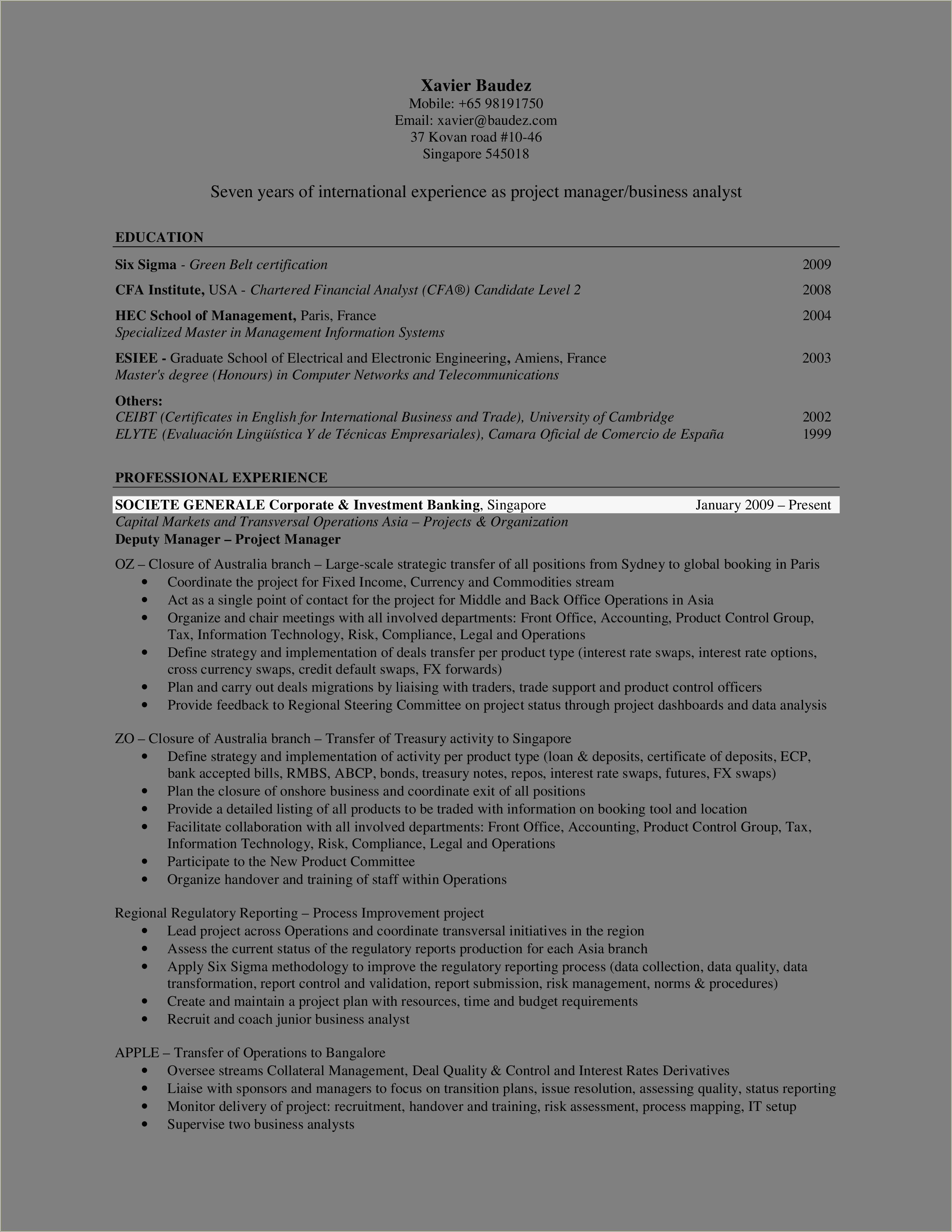 Manager Of Financial Reporting Resume