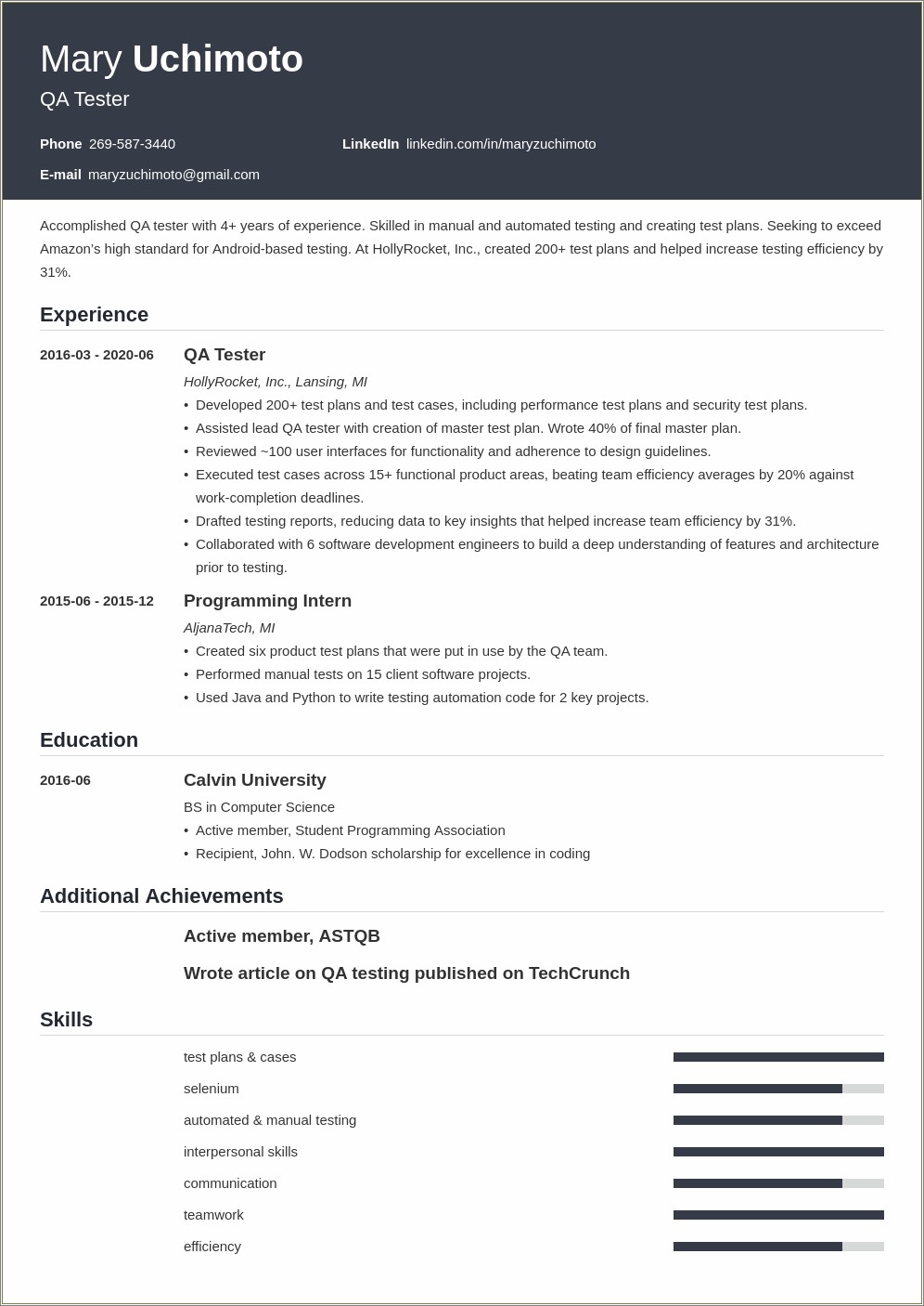Manual Testing Sample Resume Pdf