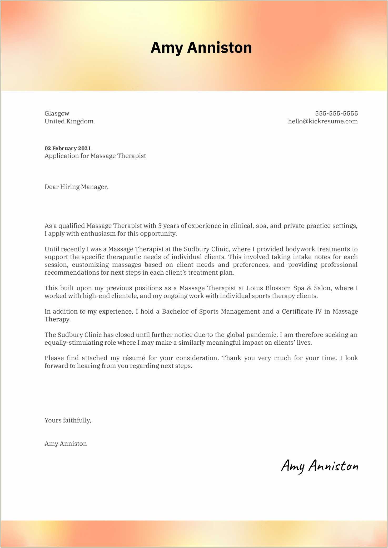 Massage Therapist Resume Objective Returning To Work