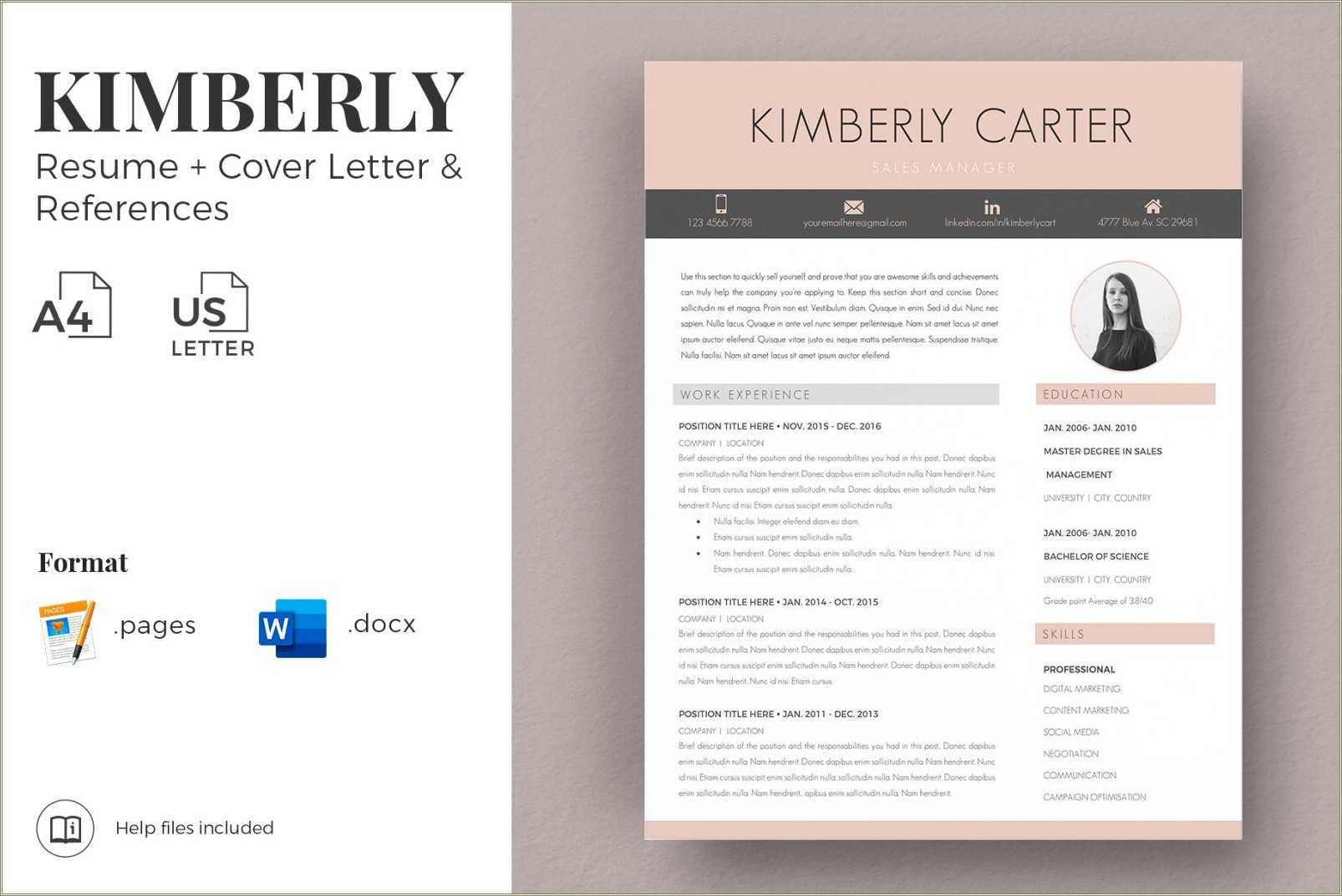 Resume And Matching Cover Letter Templates - Resume Example Gallery