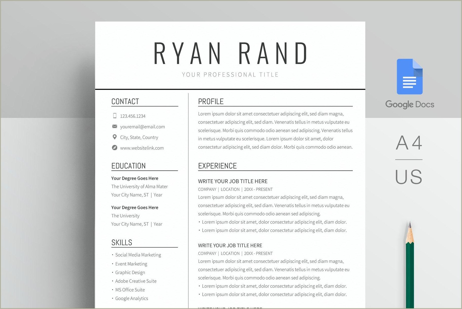 Modern Resume Template Free Download Doc Resume Example Gallery