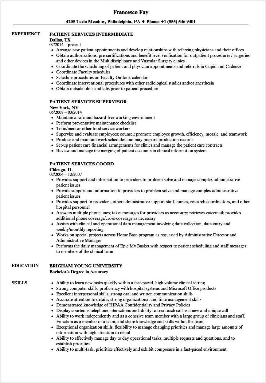 career services resume template