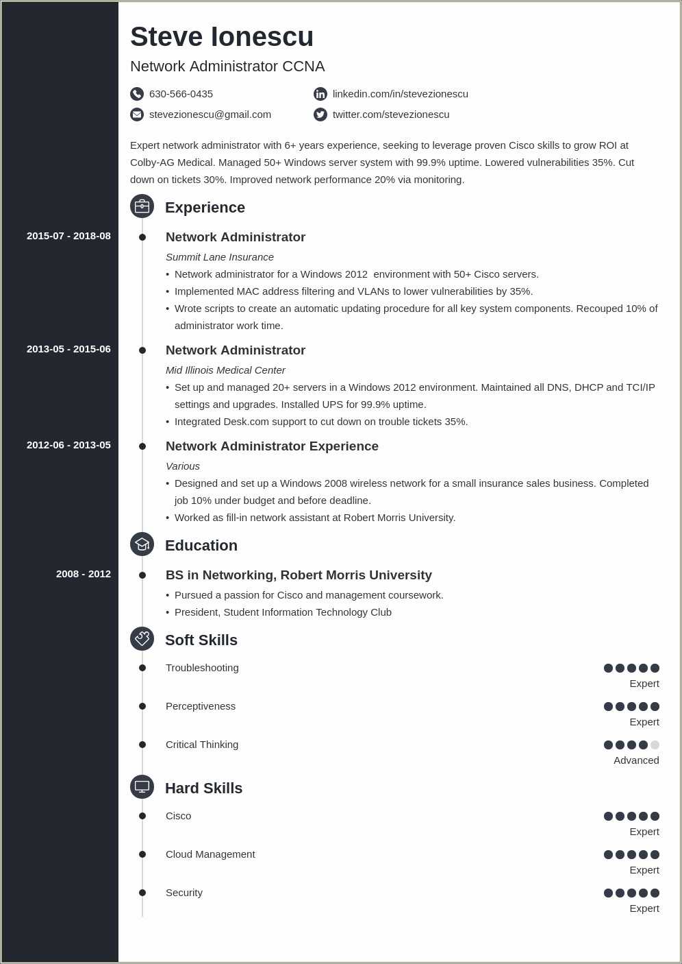Network Administrator Resume Key Skills Resume Example Gallery