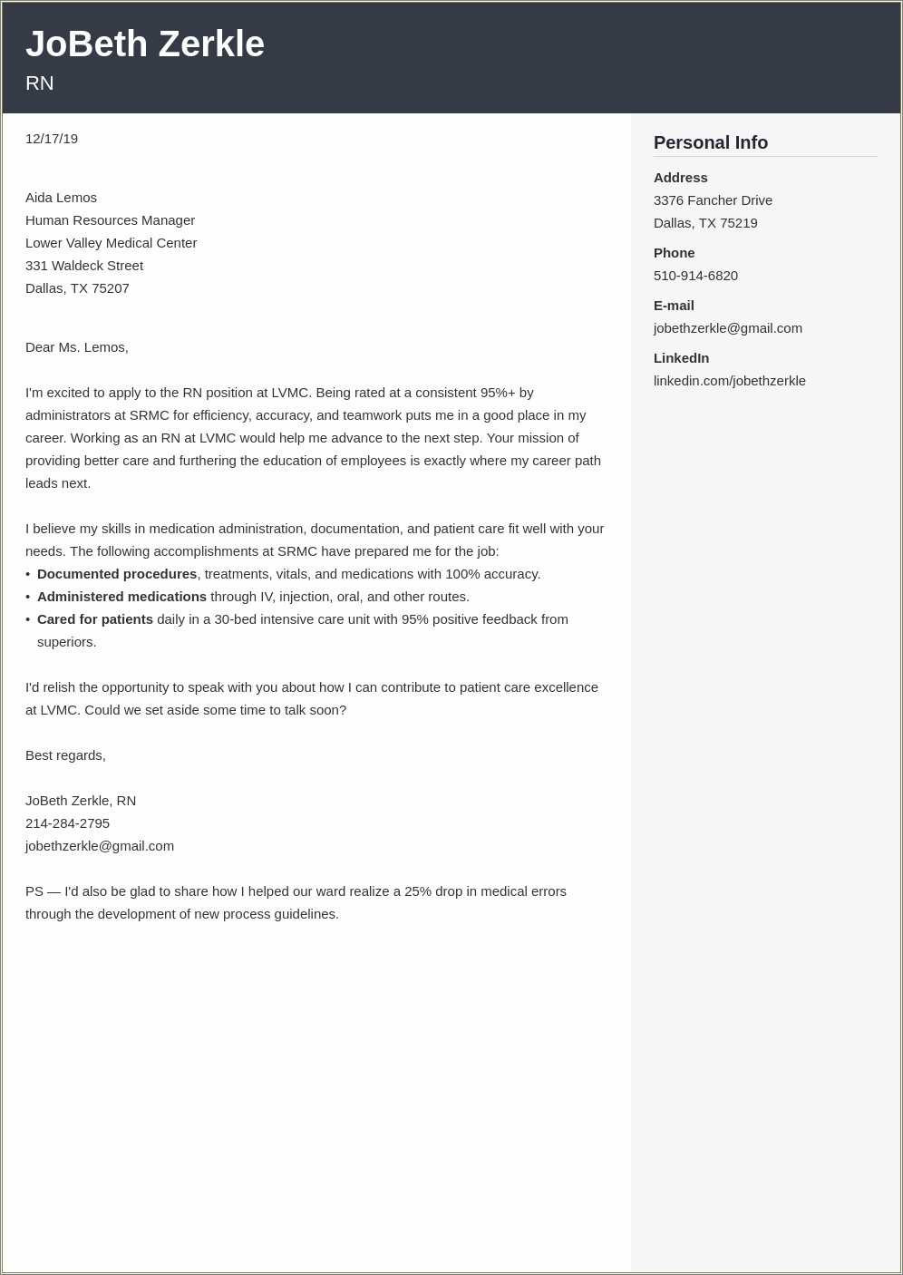 New Graduate Nursing Resume Cover Letter Examples - Resume Example Gallery