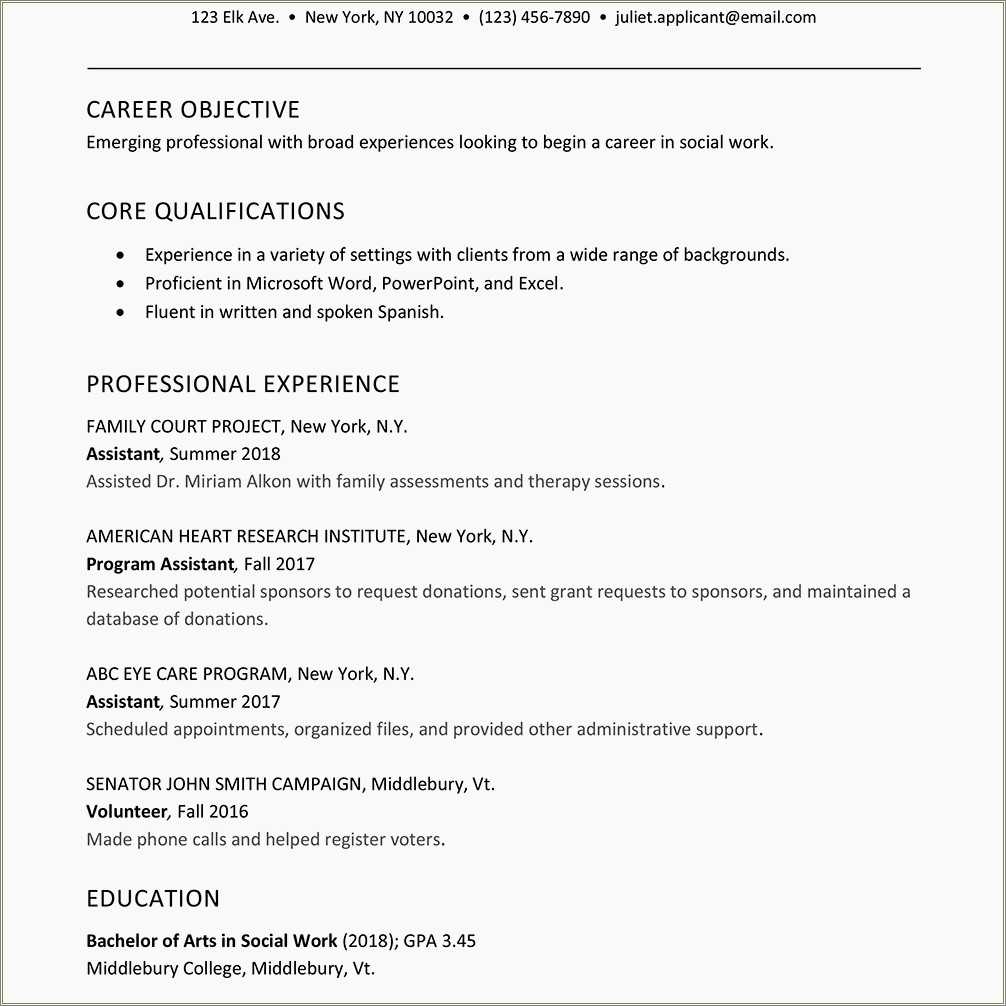 Examples of objective for resume for internship resume example gallery
